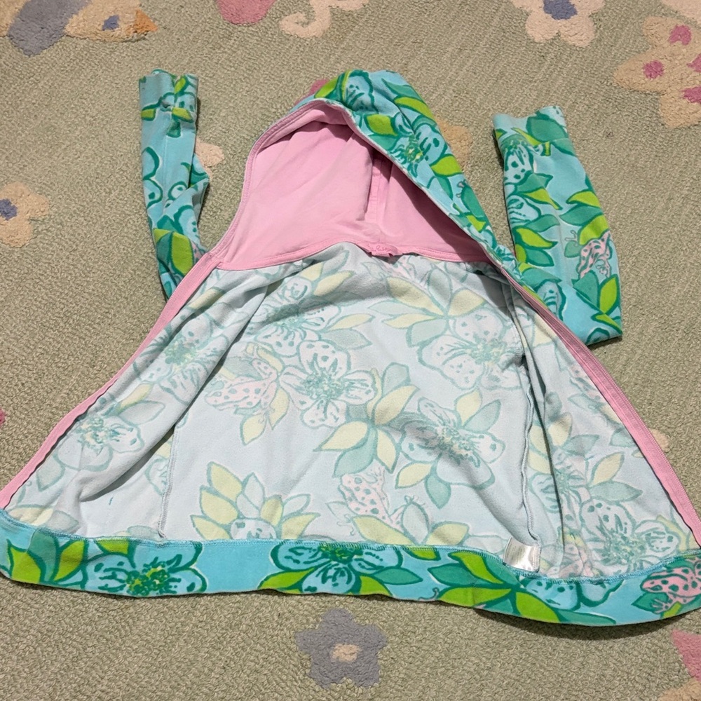 Lilly Pulitzer Kids Floral Hoodie - Blue and Green - Picture 6 of 9